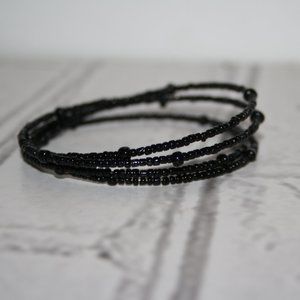 🖤✨ Black Glass Coil Wrap Bracelet · Fits Most ✨🖤